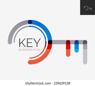 Minimal line design logo, business key icon, branding emblem