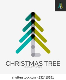 Minimal line design logo, Christmas tree business icon, branding emblem