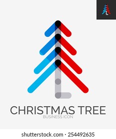 Minimal line design logo, Christmas tree business icon, branding emblem