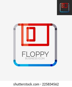Minimal line design logo, floppy icon, branding emblem