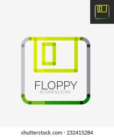 Minimal line design logo, floppy icon, branding emblem