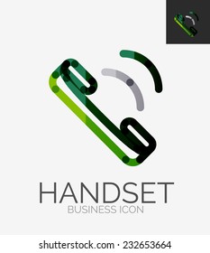 Minimal line design logo, phone handset, business icon, branding emblem