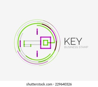 Minimal line design shopping stamps and symbols, futuristic style, key idea