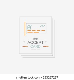 Minimal line design shopping stamps and symbols, futuristic style, accept card label