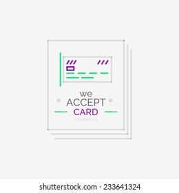 Minimal line design shopping stamps and symbols, futuristic style, accept card label