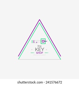 Minimal line design shopping stamps and symbols, futuristic style, key idea