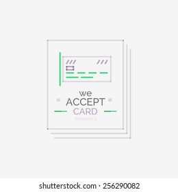 Minimal line design shopping stamps and symbols, futuristic style, accept card label