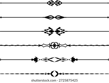 Minimaler Linienunterteiler mit dekorativen geometrischen Textabtrennungen und Rändern, unterstrichen dekorative Elemente.