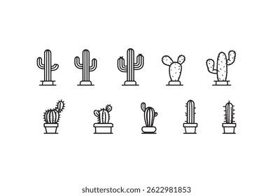 Minimal Line Drawing of Cactus Pads