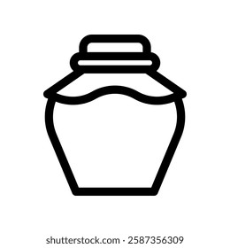 Minimal Line Drawing of a Decorative Jar Icon on White Background