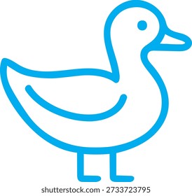 Un icono de pato de línea mínima con un contorno limpio, ideal para la granja, la naturaleza y los diseños con temas de agua.