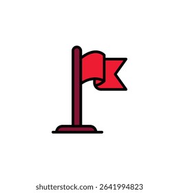 Minimal Line Flag Icon Depicting Mapped Location, Journey End, Geographic Target, Travel Spot, and Wayfinding Marker in Digital Interface