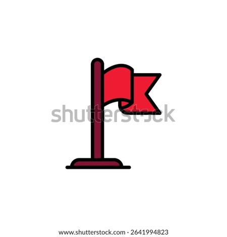 Minimal Line Flag Icon Depicting Mapped Location, Journey End, Geographic Target, Travel Spot, and Wayfinding Marker in Digital Interface