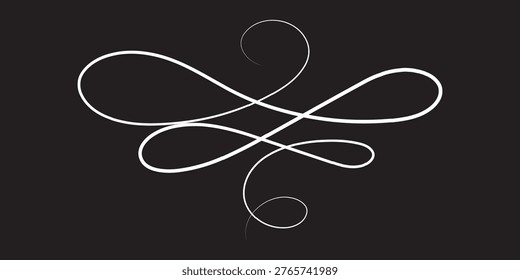 Minimal line flourish vector ornament set. Abstract curved line flourishes displayed as elegant vector illustrations, suitable for decorative design elements, branding accents, and minimalist graphic layouts.EPS10AI.