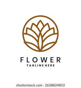 Minimal line flower logo with circular shape