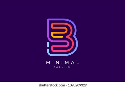 Minimal line font style B Letter Logo in colorful stroke for personal and corporate identity
