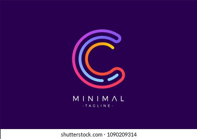 Minimal line font style C Letter Logo in colorful stroke for personal and corporate identity