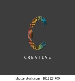 Minimal line font style C Letter Logo in colorful stroke for personal and corporate Vector Illustration
