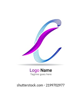 Minimal line font style C letter logo in colorful stroke for personal and corporate identity. Letter C abstract line vector logotype