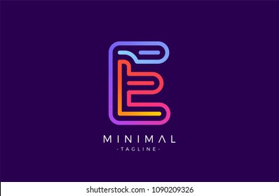 Minimal line font style E Letter Logo in colorful stroke for personal and corporate identity