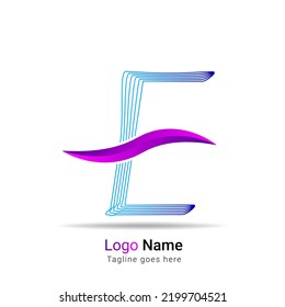 Minimal line font style E letter logo in colorful stroke for personal and corporate identity. Letter E abstract line vector logotype