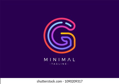 Minimal line font style G Letter Logo in colorful stroke for personal and corporate identity