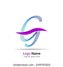 Estilo de letra mínimo de línea G logotipo de letra en trazo colorido para identidad personal y corporativa. Letra G logotipo de vector de línea abstracto