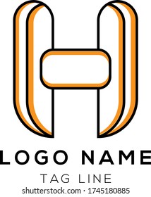 Minimal line font style H Letter Logo in colorful stroke for personal and corporate identity