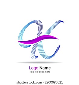 Minimal line font style K letter logo in colorful stroke for personal and corporate identity. Letter K abstract line vector logotype