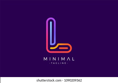 Minimal line font style L Letter Logo in colorful stroke for personal and corporate identity