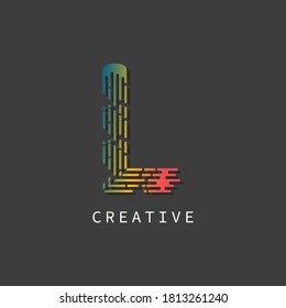 Minimal line font style L Letter Logo in colorful stroke for personal and corporate Vector Illustration
