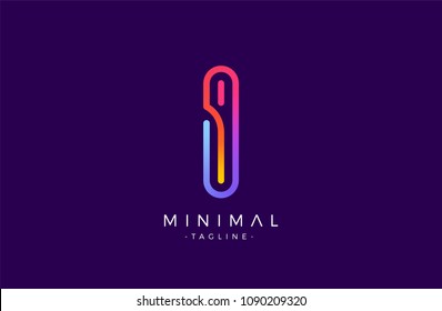 Minimal line font style I Letter Logo in colorful stroke for personal and corporate identity