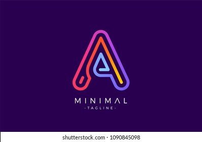 Minimal line font style A Letter Logo in colorful stroke for personal   corporate identity