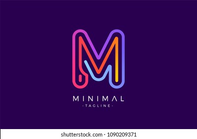 Minimal line font style M Letter Logo in colorful stroke for personal and corporate identity