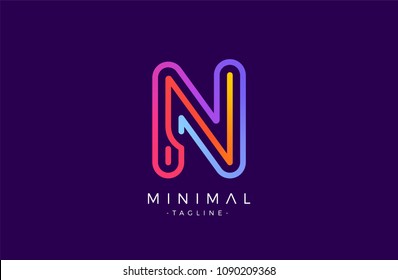 Minimal line font style N Letter Logo in colorful stroke for personal and corporate identity