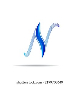 Minimal line font style N letter logo in colorful stroke for personal and corporate identity. Letter N abstract line vector logotype