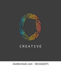 Minimal line font style O Letter Logo in colorful stroke for personal and corporate Vector Illustration