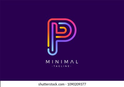 Minimal line font style P Letter Logo in colorful stroke for personal and corporate identity