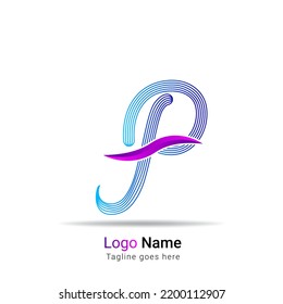 Estilo de letra mínimo de línea de letra P logotipo en trazo colorido para identidad personal y corporativa. Logotipo de vector de línea abstracta de letra P