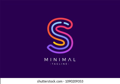 Minimal line font style S Letter Logo in colorful stroke for personal and corporate identity