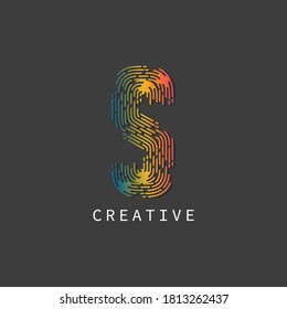Minimal line font style S Letter Logo in colorful stroke for personal and corporate Vector Illustration