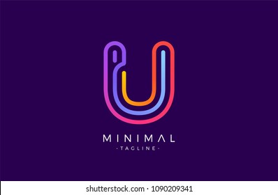 Minimal line font style U Letter Logo in colorful stroke for personal and corporate identity