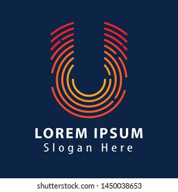 Minimal line font style U Letter Logo in colorful stroke for personal and corporate identity