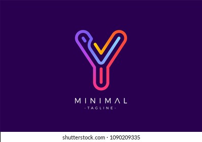 Minimal line font style Y Letter Logo in colorful stroke for personal and corporate identity