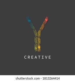 Minimal line font style Y Letter Logo in colorful stroke for personal and corporate Vector Illustration