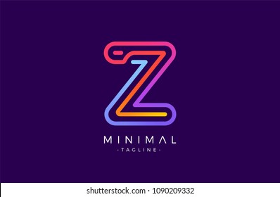 Minimal line font style Z Letter Logo in colorful stroke for personal and corporate identity