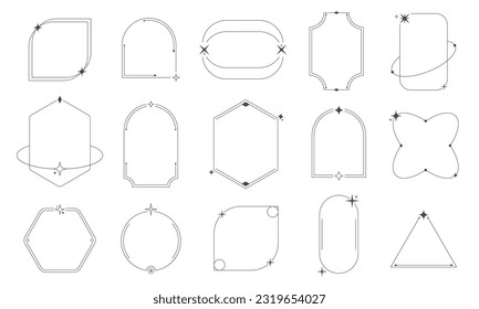 Minimal line frames. Simple geometric outline borders, minimal decorative linear elements. Vector modern bauhaus line frames collection of minimal outline simple illustration