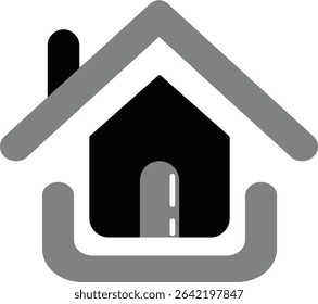 Minimal Line and Glyph Style home icon vector