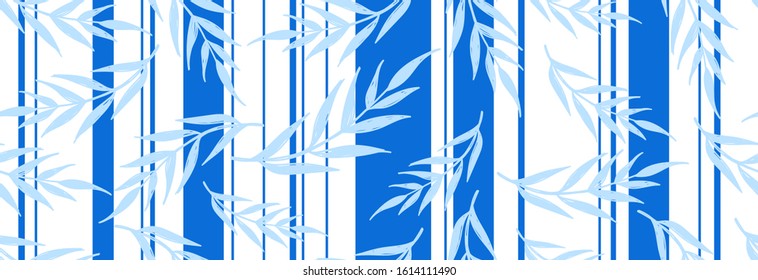 Minimal line grid white leaves and branches modern style stripes lapis blue. Design for fashion ,background, wallpaper, fabric, wrapping and all graphic types on dark classic blue background color.