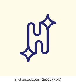 Minimal Line H Logo with technology concept